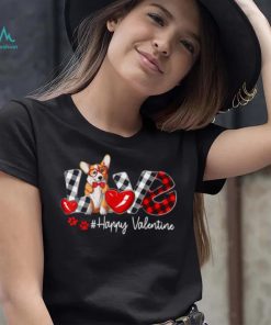 Love Corgi Dog Buffalo Plaid Valentines Day Shirt