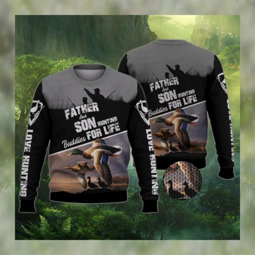 Love Hunting Father And Son Spotbilled Duck Ugly Christmas Sweater