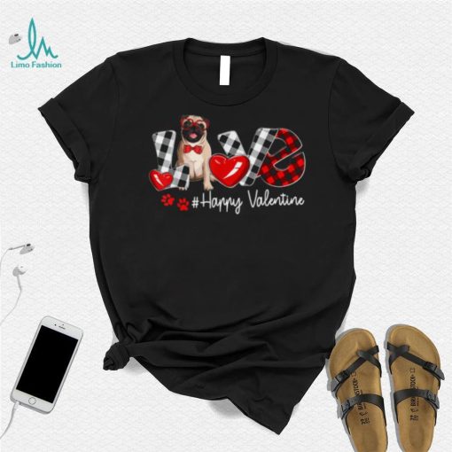 Love Pug Dog Buffalo Plaid Valentines Day Shirt