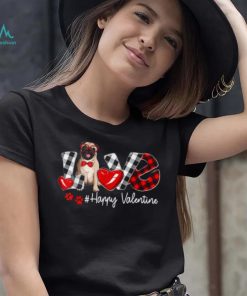 Love Pug Dog Buffalo Plaid Valentines Day Shirt