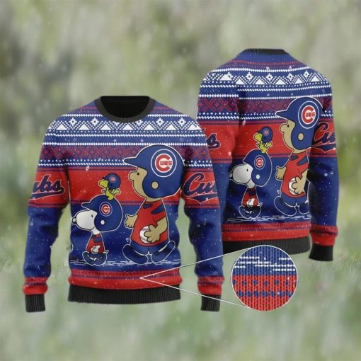 MLB Chicago Cubs Snoopy And Charlie Brown Ugly Christmas Sweater