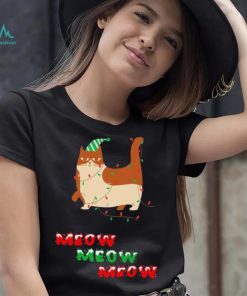 Meow Meow Meow Cat And Christmas Tree Shirt