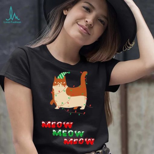 Meow Meow Meow Cat And Christmas Tree Shirt