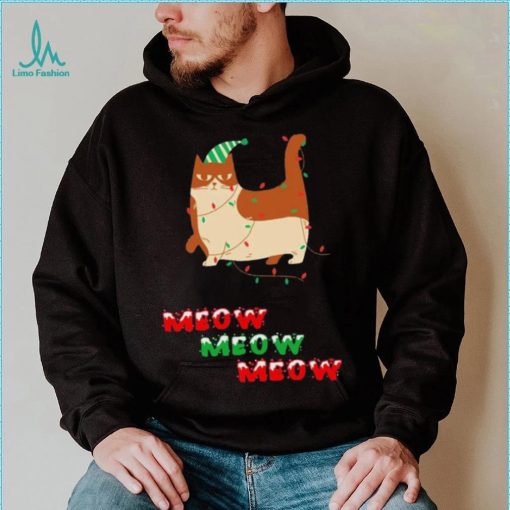 Meow Meow Meow Cat And Christmas Tree Shirt