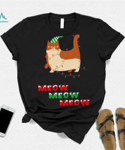 Meow Meow Meow Cat And Christmas Tree Shirt