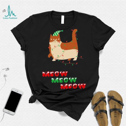 Meow Meow Meow Cat And Christmas Tree Shirt