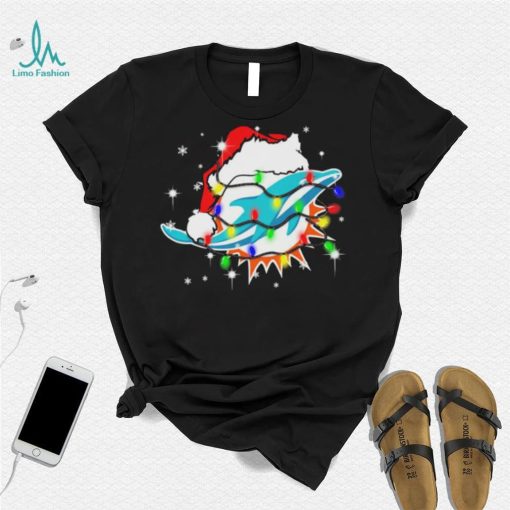 Miami Dolphins Santa Hat Christmas Light Shirt