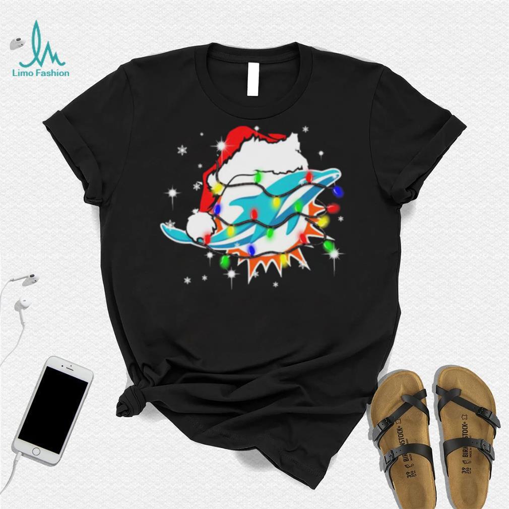 Miami Dolphins Santa Hat Christmas Light Shirt Miami Dolphins Santa Hat Christmas Light Shirt