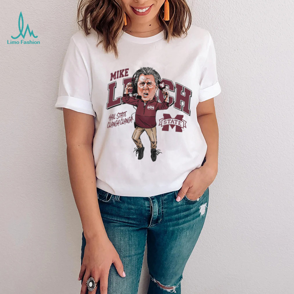 Mike Leach coach of Mississippi State Bulldogs caricature hail State Clanga Clanga shirt