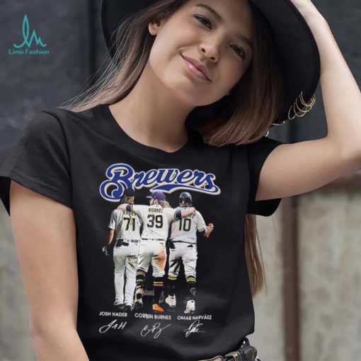 Milwaukee Brewers Josh Hader Corbin Burnes And Omar Narvaez Signatures Shirt