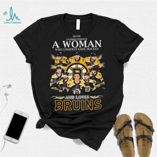 Never Underestimate A Woman Who Understands Hockey Team Sport And Loves Bruins Shirt