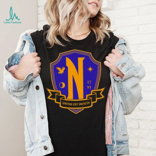 Nevermore Academy Wednesday Unitas Est Invicta logo shirt