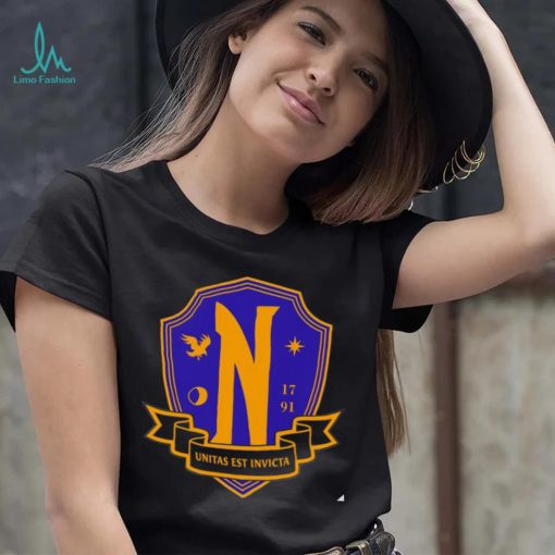 Nevermore Academy Wednesday Unitas Est Invicta logo shirt