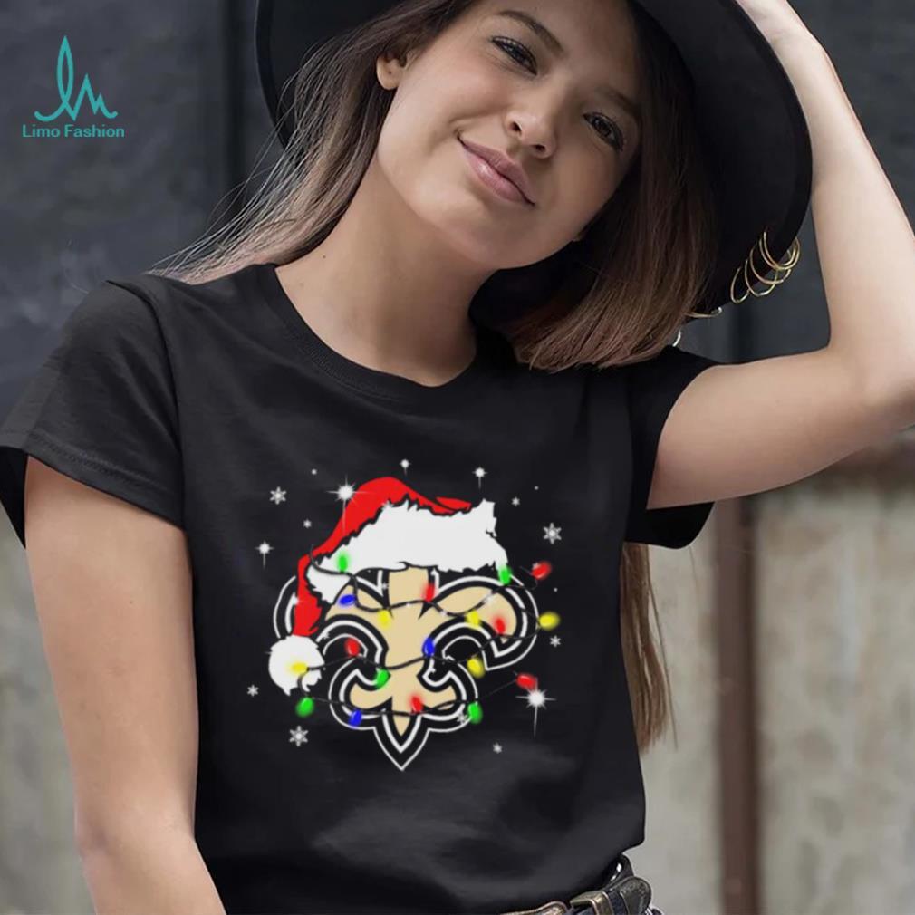 New Orleans Saints Santa Hat Christmas Light Shirt New Orleans Saints Santa Hat Christmas Light Shirt