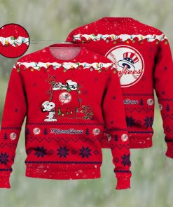 New York Yankees Snoopy Christmas Light Woodstock Snoopy Ugly Christmas Sweater