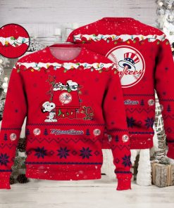 New York Yankees Snoopy Christmas Light Woodstock Snoopy Ugly Christmas Sweater