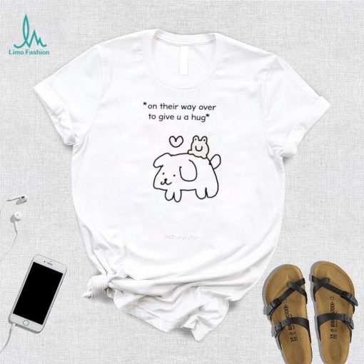 On their way over to give up a hug art shirt
