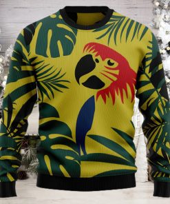 Parrot Tropical Leaf Ugly Christmas Holiday Sweater