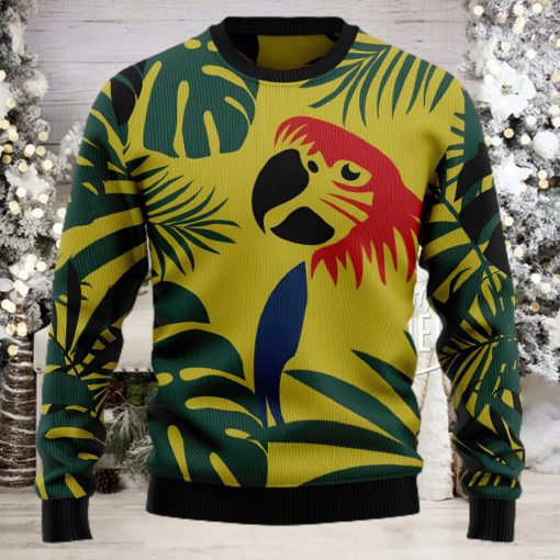 Parrot Tropical Leaf Ugly Christmas Holiday Sweater