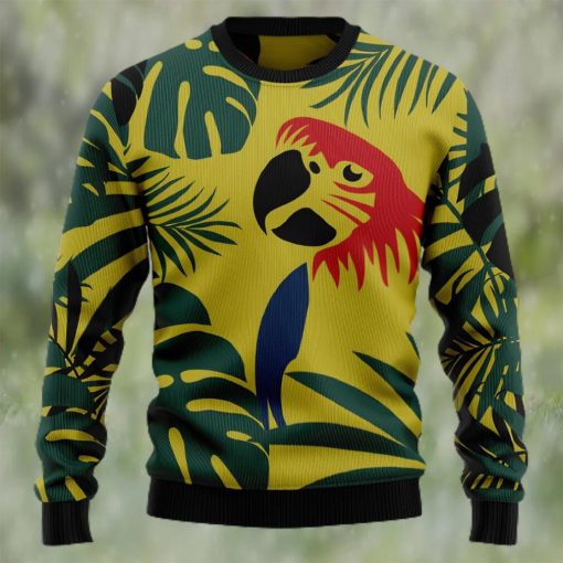 Parrot Tropical Leaf Ugly Christmas Holiday Sweater