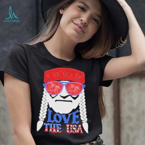 Patriotic distressed vintage I willie n love the usa willie nelson shirt