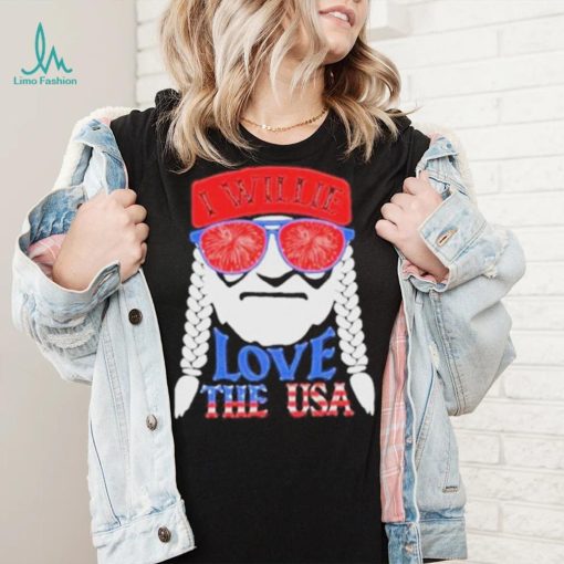 Patriotic distressed vintage I willie n love the usa willie nelson shirt