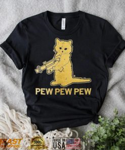 Pew pew pew gold foil cat shirt