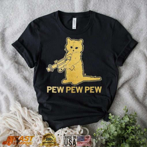 Pew pew pew gold foil cat shirt