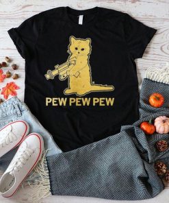 Pew pew pew gold foil cat shirt