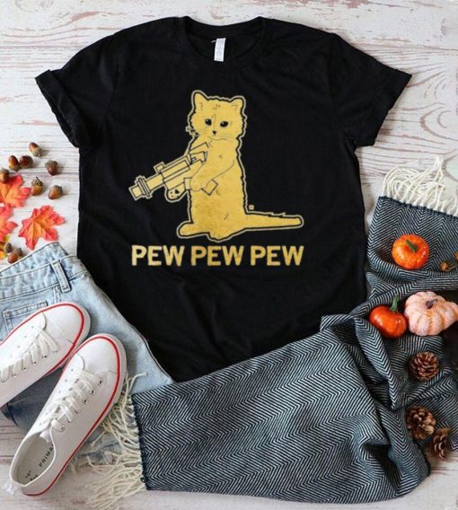 Pew pew pew gold foil cat shirt