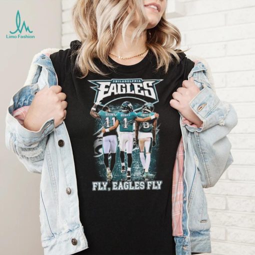 Philadelphia Eagles Aj Brown Jalen Hurts And Devonta Smith Fly Eagles Fly Signatures Shirt