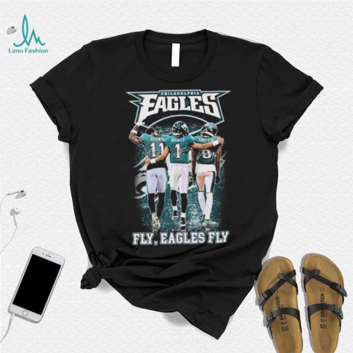 Philadelphia Eagles Aj Brown Jalen Hurts And Devonta Smith Fly Eagles Fly Signatures Shirt