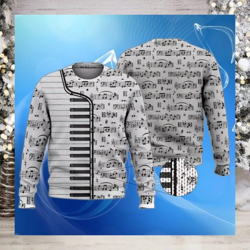 Piano Music Note Black And White Shirt For Music Lovers Ugly Christmas Sweater