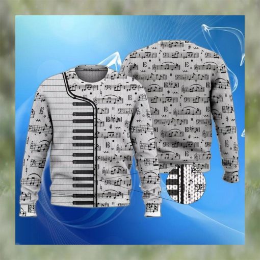 Piano Music Note Black And White Shirt For Music Lovers Ugly Christmas Sweater