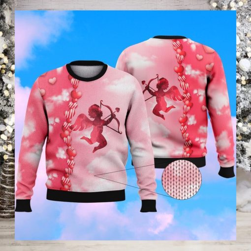 Pink Love Heart Cupid Printing Gifts For Valentine Ugly Christmas Sweater