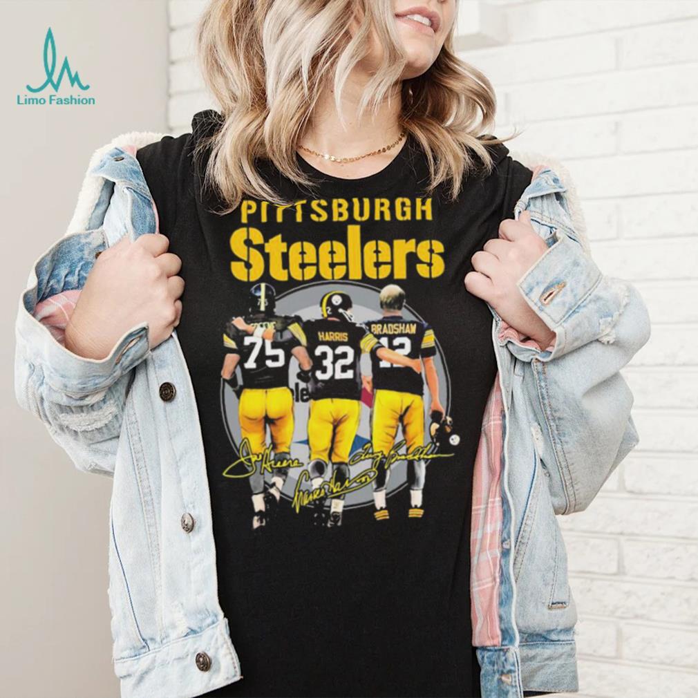 Pittsburgh Steelers Franco Harris Joe Greene And Terry Bradshaw Signatures  Shirt - Limotees