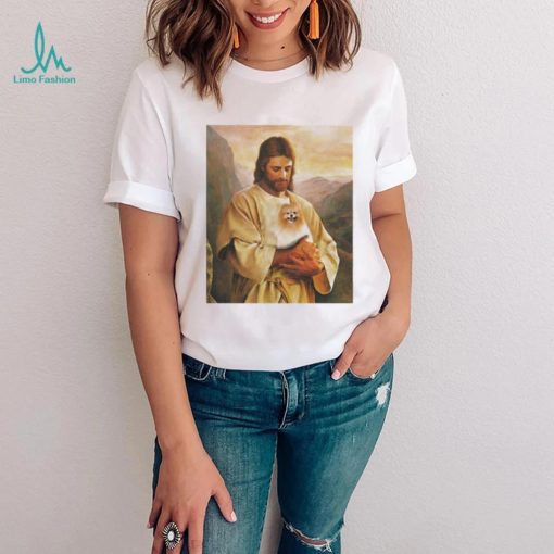 Pomeranian Dog And Jesus Lover Funny Graphic Shirt