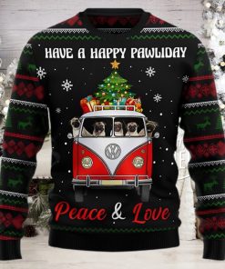 Pug Dogs Carrying Gift Christmas On The Red Car Ugly Christmas Sweater