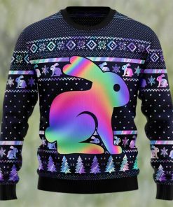 Rabbit Hologram Lover Colorful Ugly Christmas Sweater