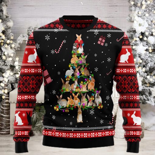 Rabbit Pine Christmas Tree All Over Print Ugly Christmas Sweater