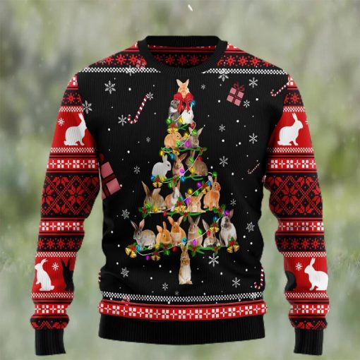 Rabbit Pine Christmas Tree All Over Print Ugly Christmas Sweater