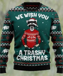 Raccoon A Trashy Christmas Ugly Christmas Holiday Sweater