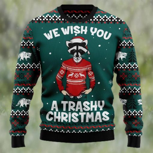 Raccoon A Trashy Christmas Ugly Christmas Holiday Sweater