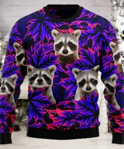 Raccoon Leaves Ugly Christmas Holiday Sweater