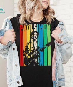 Retro Colored Paul Simon Playing Guitar Design Shirt