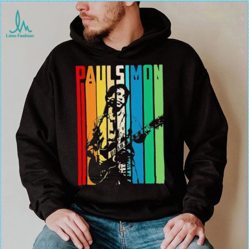 Retro Colored Paul Simon Playing Guitar Design Shirt