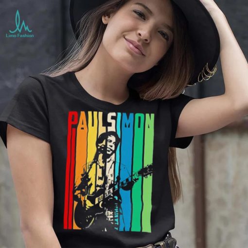 Retro Colored Paul Simon Playing Guitar Design Shirt