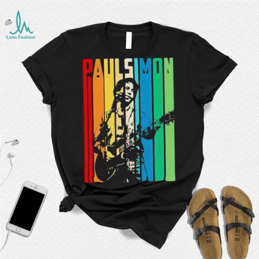 Retro Colored Paul Simon Playing Guitar Design Shirt