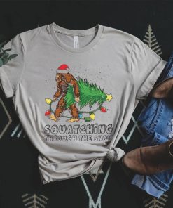 Santa Bigfoot Merry Squatching Through The Snow Christmas Tree Lights Sweater