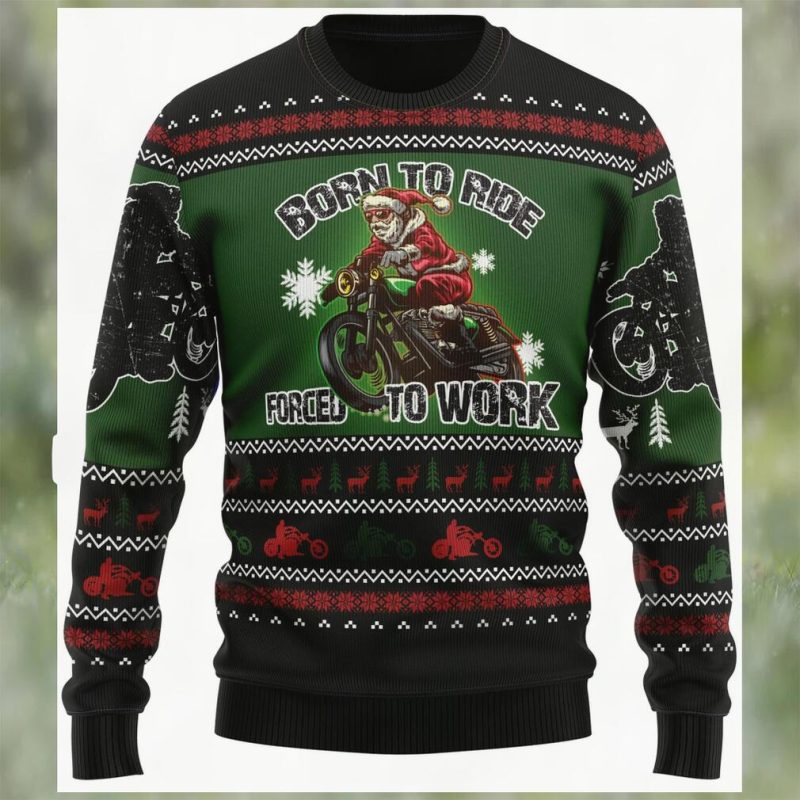 Santa Born To Ride Sweater Christmas Unisex   Ugly Christmas Sweater